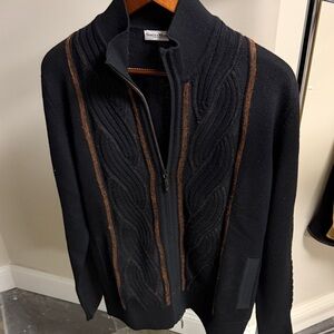 Men's Black and Brown Sweater